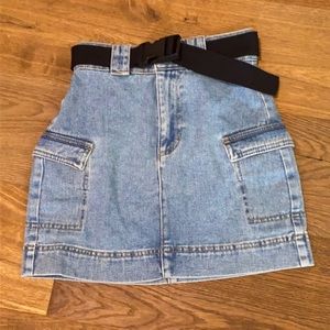 Pacsun denim cargo skirt with removable belt.